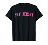 New Jersey NJ Varsity Style Garden State Throwback Pink T-Shirt