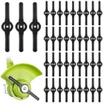 Alovez 40Pcs Plastic Grass Trimmer Replacement Blades 140mm Plastic Grass Strimmer Blades Cordless Lawn Mower Cutting Blades Lawn Strimmer Accessories (Black)