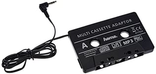 Hama Car Cassette Adapter (for smartphones/MP3/CD players/iPods/tablets via car radio, tape with 3.5 mm jack plug, stereo) black