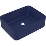 Lavabo de luxe vasque à poser de toilette lave-mains de salle de bain salle cosmétique rectangulaire 41 x 30 cm céramique bleu foncé mat