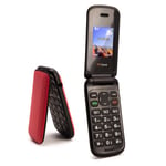 TTfone TT140 Red Flip Folding Phone - Unlocked, Pay As You Go Giffgaff SIM Card