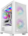 C3D310 Boîtier Pc,Boîtier Gaming M-Atx,2 Ventilateurs Pwm Argb 120 Mm Préinstallés,Panneau Latéral En Verre Trempé,Boîtier À Flux D'Air Élevé Matx/Itx,Blanc