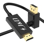 Câble Displayport Vers Hdmi 4K Incliné, 4K@60Hz 2K@120Hz, Câble Dp Vers Hdmi Unidirectionnel Compatible Avec Amd Nvidia Ordinateur De Bureau Ordinateur Portable Projecteur Tv, 2 Mè[YIN143236]