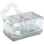 PawHut Cage Hamster, Cage Rongeur, avec Tunnel et Accessoires Inclus, Cage pour Hamster, poignée, Fil d'acier, 58 x 32 x 31 cm, Gris