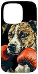 Coque pour iPhone 14 Pro Costume de chien de boxe cool pour les fans d'animaux et de gants de combat