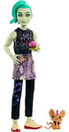 Monster High Deuce Gorgon Posable Doll, Pet and Accessories, Denim Snake Jacket, Tinted Sunglasses, Kids Toys, Gift Set