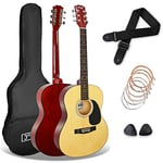 3rd Avenue Pack Guitare Acoustique 4/4 Taille Standard avec Cordes en Acier pour Débutants, Housse, Médiators et Jeu de Cordes de Rechange – Naturel