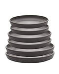 SAROSORA Round Plastic Plant Saucer Drip Tray Set of 6 for Indoor Outdoor Home Garden Flower Plant Container Flower Pot Pallets ((23+26+29cm') x2, Dark Grey)