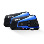 LEXIN 2X B4FM Intercom Moto Duo pour 2 Casques, Partage de Musique, Kit Bluetooth Casque Moto 1-10 Motards, Radio FM, Son Plus Puissant et Clair, Communication Systèmes pour Moto/Motoneige