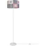 Paco Home - Lampadaire Chambre Enfant Abat-Jour Rond Lampe Tissu Bébé Coloré E27 Design 3 (Ø38 cm), Lampadaire à un pied - Blanc