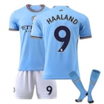 Haaland 9 Jersey Hemma 2022-2023 Ny Säsong Manchester City F.c. Fotbollströjor Jersey Set 22 23 Haaland 9 Kids 28(150-160CM)