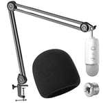 Blue Yeti Boom Arm Mic Stand with Pop Filter - Professional Studio Boom Arm for Blue Yeti with Microphone Foam Windscreen by YOUSHARES