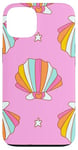 iPhone 13 Cute Seashells Ocean Bright Rainbow on Pink Case