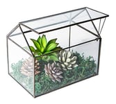 WONSUN Terrarium géométrique en Verre en Forme de Maison avec Couvercle basculant pour Plantes succulentes, Plantes Grasses, Plantes aériennes (Noir)