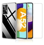 For Samsung Galaxy A52 4G/5G Case Clear Gel Cover & Glass Screen Protector 