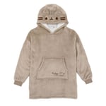 Pusheen Girls Wearable Blanket | Kids Embroidered Cat Fleece Hoodie in Brown