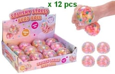 BK533	lot de 12 pcs : Squishy Stress Bead Ball 7cm in display