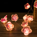 Lanterne LED Peach Flower - 8 modes - 128 LED super lumineuses - Petite fleur rouge - Batterie LED - Guirlande lumineuse à suspendre pour la Saint Valentin, la chambre à coucher, la décoration intérieure, la fête de mariage