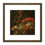 De Heem Still Life Fruit And A Lobster Painting 8X8 Inch Square Wooden Framed Wall Art Print Picture with Mount