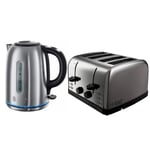 Russell Hobbs Electric Kettle & 4 Slice Toaster Set Stainless Steel Silver