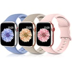 Higgs 3 Pack Bracelets Compatible avec Bracelet Apple Watch 40mm 38mm 41mm Femme et Homme, Bracelet Soft Silicone Sports Bracelet pour iWatch Series SE (42mm 10) 9 8 7 6 5 4 3 2 1