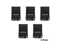 Lot de 5 SanDisk 128 Go Ultra Fit USB 3.2, Clé USB, des vitesses allant jusqu'à 400 Mo/s