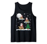 Funny Xmas Lighting Tree Santa Riding Tortoise Christmas Tank Top