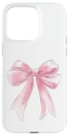 iPhone 15 Pro Max Aesthetic Pink Ribbons Watercolor Coquette Girly Pink Bow Case