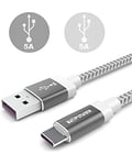 TUPower K20 USB-C Cable Flexible Supercharge Charging Cable 1.8 m to USB 2.0 5A Long Suitable for Huawei P30 Pro P20 Mate 30 20 Pro Nova Mobile Phone