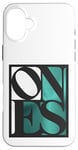 Coque pour iPhone 16 Plus Bleu sarcelle Aqua One Of Them Ones Bleu sarcelle Aqua Blanc Graphique