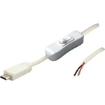 Musb 10080117 - câble micro-USB mâle avec interrupteur blanc mâle, droit 2 pôles câblés 10080117 bkl Ele - Bkl Electronic