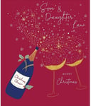 Christmas Cheer Son and Daughter-in-law Greetings Card - Peach and Prosecco