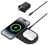 Belkin 2-in-1 Qi2 15W Magnetic Wireless Charging Pad - Black