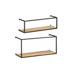 Tagère murale Geo, set de 2, rangement pour bocaux de conservation en métal & bois de pin, rangement de bon goût au design industriel pour l'ensemble