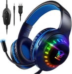 Rgb Casque Gaming Pour Ps4/Ps5/Xbox/Nintendo Switch/Pc,Casque Ps5 Casque Gamer Avec Micro Casque Ps4 Casque Xbox Stéréo Surround Casque Switch