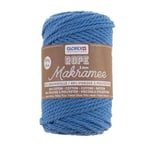 Glorex 5 1007 38-Makramee Rope 3 mm, 250 g, Neon Blue, Longueur 63 m, torsadé, Fil Super Doux en 60% Coton, 40% Viscose, pour Le Crochet, Le Tricot, Le nouage et Les créations Textiles, Bleu Fluo