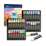 Peinture Acrylique Métallique 36 Tubes 12ml Couleurs Brillantes Kit de Peinture Acrylique Métalliques pour Peinture sur Toile Papier Bois Pierre Céramique Artistes Enfants,Pigments Riches