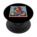 Golden Dog Music DJ Turntables Mixing Vinyl Records Graphic PopSockets Adhesive PopGrip