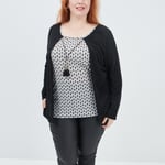 MODAVISTA - pull effet 2-en-1 noir femme grande taille