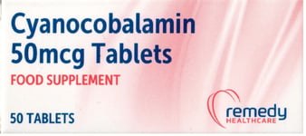 12 x CYANOCOBALAMIN Vitamin B12 50mcg Tablets (50)  **only £2.74/unit**