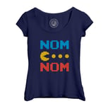 T-Shirt Femme Col Echancré Pac-Man Nom Nom Jeux Vidéo Retro Gaming 8 Bit