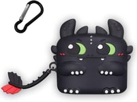 Coque en silicone pour Airpods Pro 2 Gen: 3D Cartoon Dragon Evil Creative Appearance Kawaii Étanche Antichoc pour Airpod Wireless Earset Charging Box Étui de protection avec porte-clés (Noir)