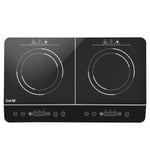 Baridi Induction Portable Hob Two Zone Cooktop 2800W Timer Function Black DH146