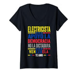 Womens Support Venezuela Flag | Electricista Apoyo Democracia V-Neck T-Shirt