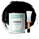 PECTRO Chalk Paint Peinture Craie 750ml + Brosse en Bois spéciale Pack - Peinture à la Craie pour Meuble Bois - Deco Maison et Deco vintage - Peinture Meuble Bois Effet Craie (NOIR PROFOND)