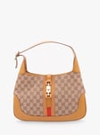 Pre-loved GUCCI Jackie Small Leather Trimmed Monogram Coated Canvas Shoulder Bag, Tan