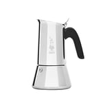 Bialetti - New Venus Induction, Cafetière Expresso en Inox, Adaptée à Tous Les Types de Plaques de Cuisson, 10 Tasses (460 Ml), Aluminium, Argenté