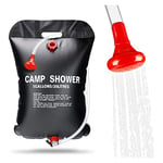 TINAYAUE Douche Solaire Camping Sac de Douche Solaire 20L Douche de Camping Portable d'Extérieur Pliable avec Chaud Eau Température 48 °C Douches de Randonnée en PVC avec Tête de Douche Voyage Noir