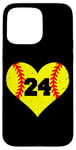 iPhone 15 Pro Max Softball Number 24 Jersey Funny Softball Heart Game Day Case