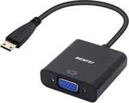 Adaptateur Mini HDMI vers VGA, Mini HDMI vers VGA plaqué Or (mâle à Femelle) pour Ultrabooks, Ordinateurs Portables, tablettes, appareils Photo et caméscopes.[V684]